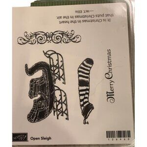 Stampin Up! Open Sleigh Rubber Stamp Set Christmas Themed Vintage Design